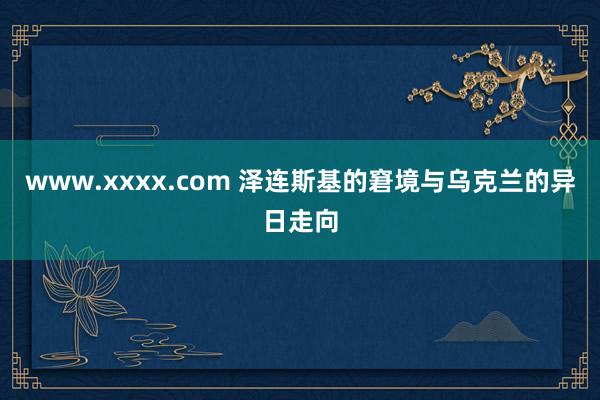 www.xxxx.com 泽连斯基的窘境与乌克兰的异日走向