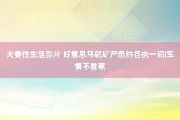 夫妻性生活影片 好意思乌就矿产条约各执一词|军情不雅察