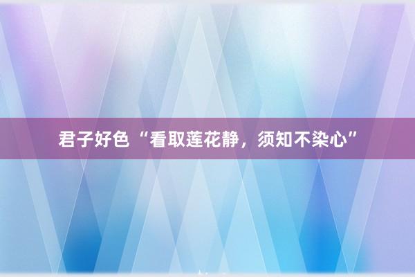 君子好色 “看取莲花静，须知不染心”